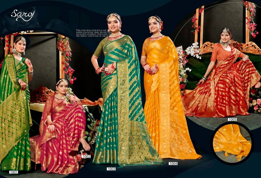 Darpan Saroski Vol 3 By Saroj Organza Swarovski Designer Sarees Wholesale Shop In Surat
